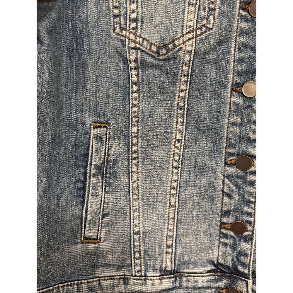 NWT Kut From The Kloth Womens Distressed Blue Denim Jacket S Classic Button Fron - Picture 6 of 12